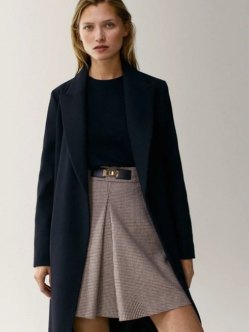 Autumn Winter A Line Houndstooth Skirt Women High Waist Office Skirts Vintage Plaid Mini Skirt - ROUTINE FASHION